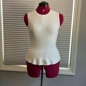 Cream sleeveless Ann Taylor knit peplum top in small